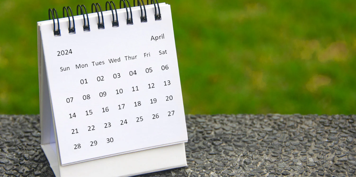 14 April Dates to Celebrate - this is photo of a calendar open to the month of April.
