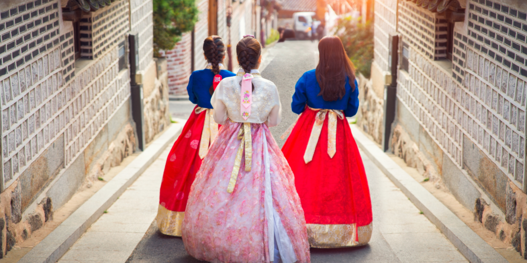 Chuseok Celebration. Koreans wearing hanbok to celebrate Chuseok 